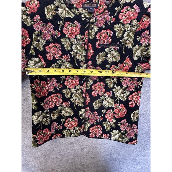 Herman Geist Navy Floral Skirt Set Quilted Jacket Midi Skirt Vintage Size 10 - Picture 14 of 16